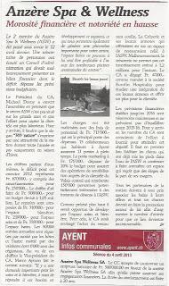 Pour ceux qui auraient manqué l'AG d'Anzère Spa & Wellness