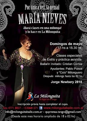 En mai, cours dominicaux de María Nieves à la Milonguita [à l'affiche]