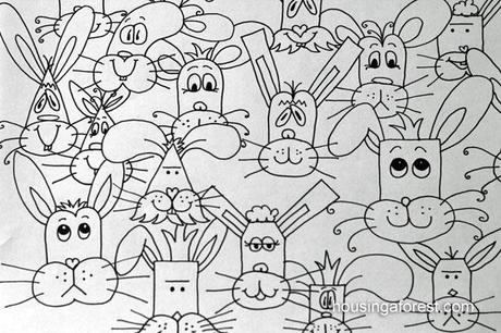 Funny Bunny Faces Game : jeu rigolo pour dessiner des têtes de lapins
