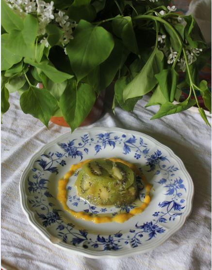 Bavarois bergamote en habit de kiwi