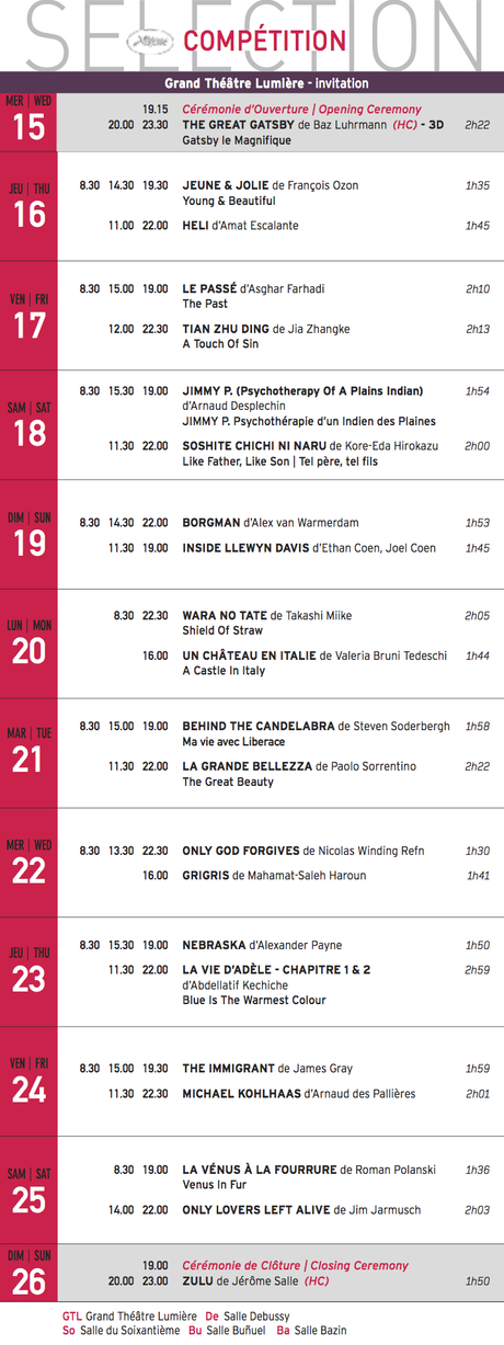 Le programme complet de la sélection officielle du 66e Festival de Cannes