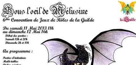 [ 11 mai 2013 11 h 00 min au 12 mai 2013 16 h 00 min. ] Une convention de jeu de rôle à Poitiers organisée par La Guilde (une association de jeu de rôle)
Sous l'oeil de Mélusine (L'annonce officielle)

Les Samedi 11 et Dimanche 12Mai, salle Gérard Gaschet à Poitiers (138 rue Grange St Pierre 86000 POITIERS).


	Vous êtes auteur de jeux de rôle indépendants, ou créateur amateur ? Notre convention est faite [...]