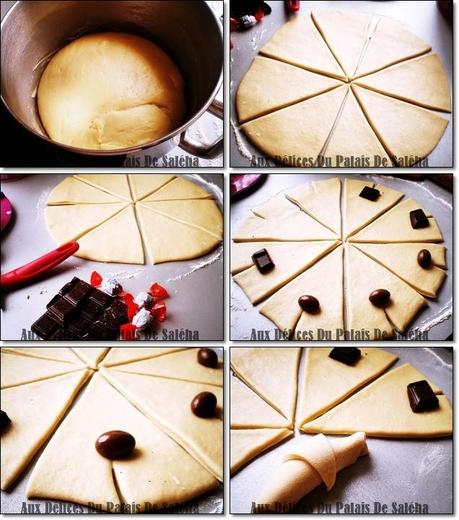 recette croissant brioché au chocolat étapes par étapes
