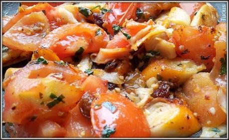Tartine à la tomate surimi et raisin