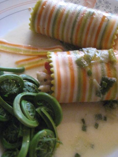Cannelloni multicolores au homard et au safran