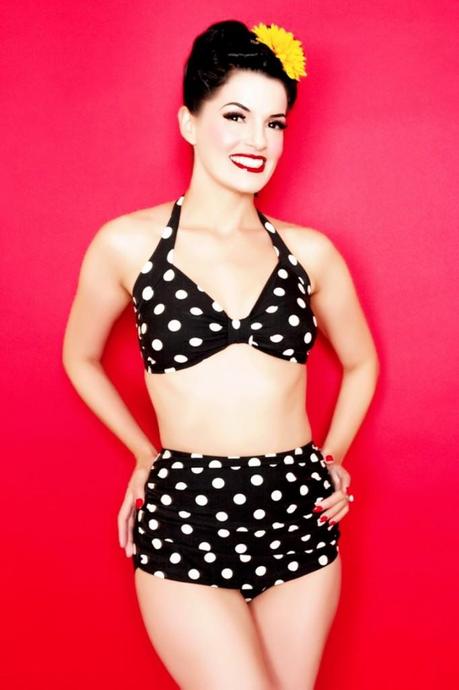 Esther Williams Swimwear classic fifties bikini polka Black White