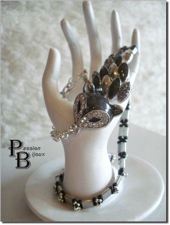 BRACELET RENARD NOIR & ARGENT (45)BIS