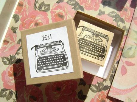Vintage Typewriter Rubber Stamp Set - Hand Carved Wood Mounted - Great for Cardmaking Stationery Tags Giftwrap and more