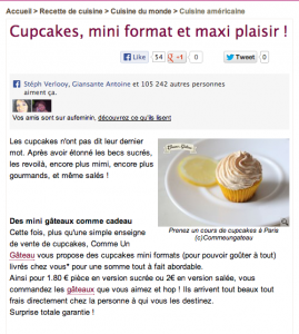 Fiche recette cupcake - site aufeminin.be