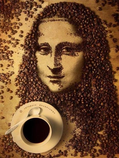 Portrait de la Joconde avec du café par l'artiste Jatuporn Ksuwan