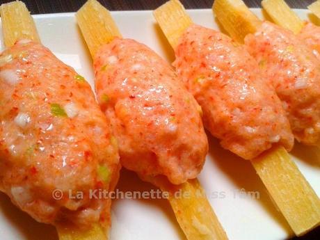Brochettes de crevettes grillées à la canne à sucre : Chạo Tôm