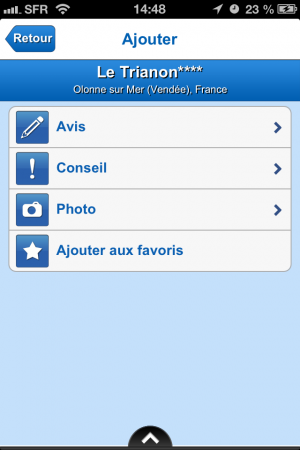 Ajouter un conseil, avis, photos ou aux favoris