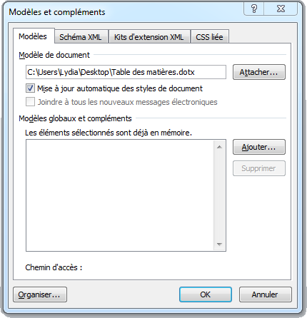 Astuces de mise en forme et mise en page Word Boîte de dialogue Modèles et compléments