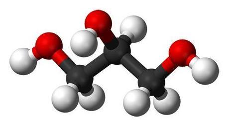 Structure moléculaire de la glycérine végétale aussi appelée propan-1,2,3-triol.