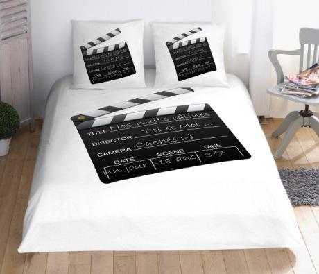 Housse de couette clap de cinema personnalisable