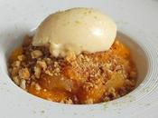 Crumble pomme/abricot/mandarine glace fruits exotiques
