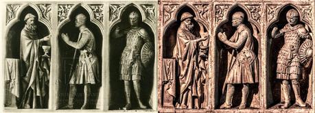 La communion du chevalier, revers du grand portail, nuit des cathédrales 2013