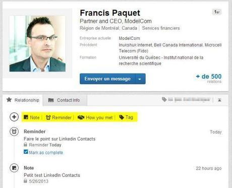 Linkedin contacts profil