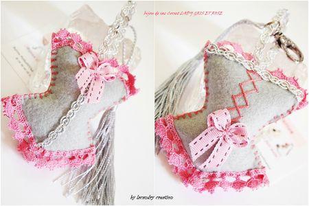 BIJOU DE SAC corset lady EN GRIS ET ROSE LACAUDRY CREATION