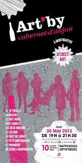 Dernière minute ! Demain jeudi 30 mai de 19h à 21h30, l’apéritif artistique Art’by cabernet-d’anjou prend ses quartiers rue des Abbesses !