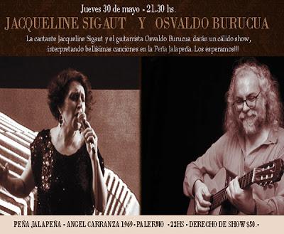 Jacqueline Sigaut et Osvaldo Burucua demain à la Peña Japaleña de Palermo [à l'affiche]
