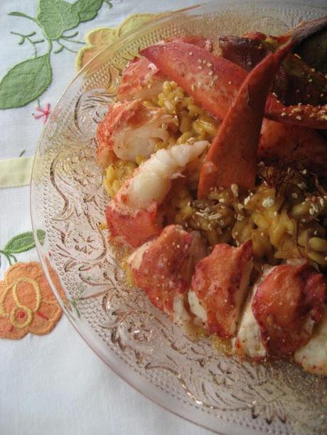 Risotto au  homard  et champignons  crabes (lobster mushroms)