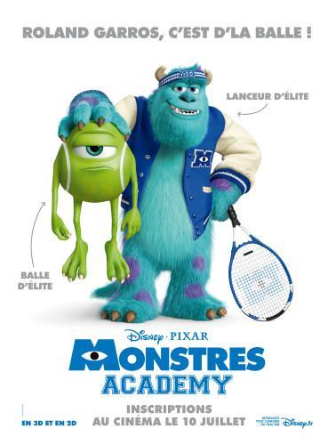 Monstres Academy : Bob et Sulli aussi sont amateurs de terre battue Affiche Monstres Academy Roland Garros