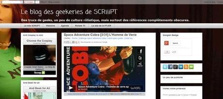 EmailPrint Le Challenge Cobra continue et nous espérons simplement qu’il ne continuera pas trop longtemps, cela signifiera que nous avons reçu le fameux exemplaire du jeu de rôle « Space Adventure Cobra« .
En attendant nous publions toujours notre challenge, mais cette fois sur le blog : geekeries.scriiipt.com. Avec tous les jours un épisode de la première série [...]