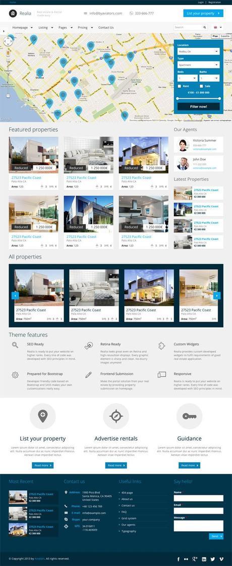 10 Thèmes wordpress pour créer un site d’annonces immobilières Realia