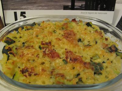 Plat : Gratin Coquillettes Courgettes Bacon