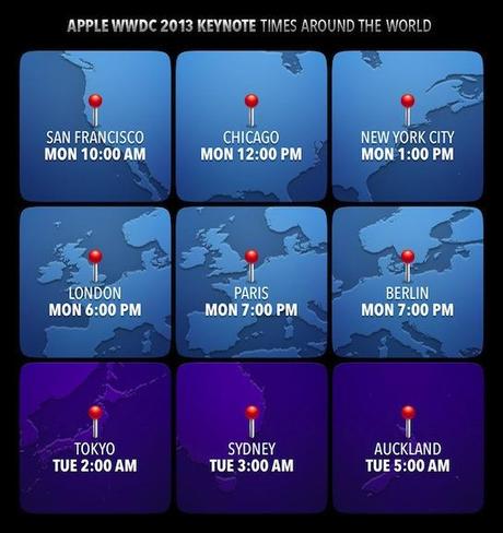 La WWDC 2013 suivant votre fuseau horaire