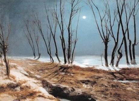 Route de campagne en hiver au clair de lune Blechen