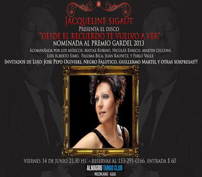 Jacqueline Sigaut présente son disque à Almagro Tango Club [à l'affiche]