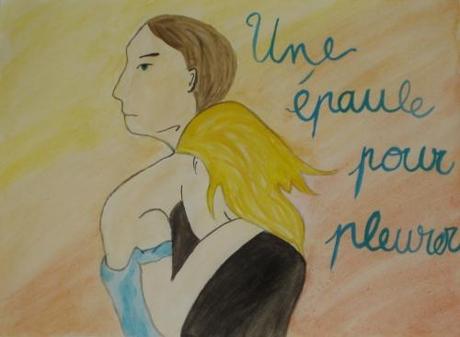 watercolor, aquarelle, épaule pour pleurer, shoulder to cry on, couple