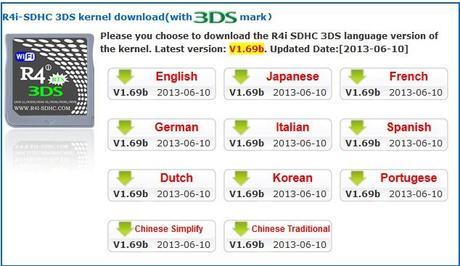 Nouveau kernel V1.69 pour R4i SDHC 3DS RTS a été mis à jour dans Linkers 3DS download