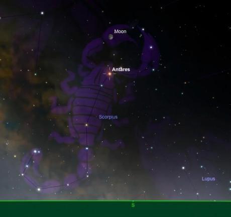 Lune en conjonction avec Antarès dans le Scorpion