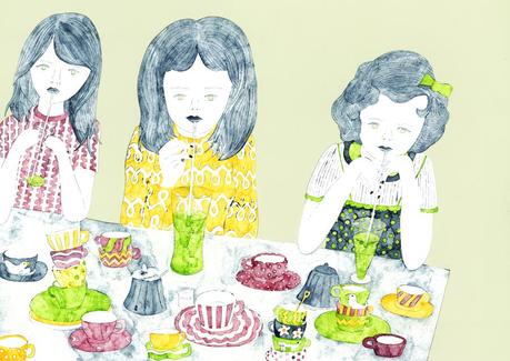 Bien que leurs pailles soient un peu étroites pour du Bubble Tea, elles aussi elles en ont marre de boire du café.
(Hier j’ai bu trop de café, j’ai cru que j’allais commettre l’irréparable.)
soramizusawa:

Tired of drinking coffee だからメロンソーダ。
