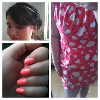 OOTD robe corail et maquillage léger