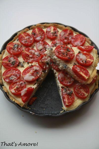 Tarte à la tomate, parmesan & basilic, cheesecake d'olives noires 3