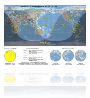 Carte de visibilité du transit de Vénus en 2012
