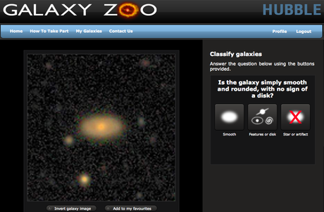 Image du tableau de bord de Galaxy Zoo