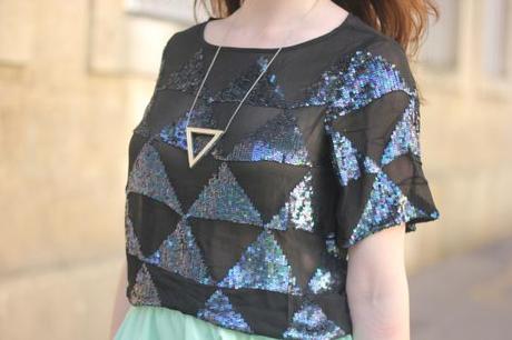 top triangles paillettes