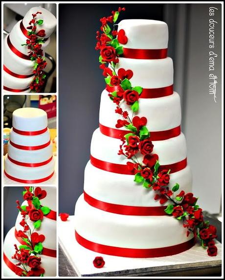 Wedding cake blanc et rouge