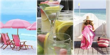 summer inspiration, pamplemousse, transat rose, plage, beach summer