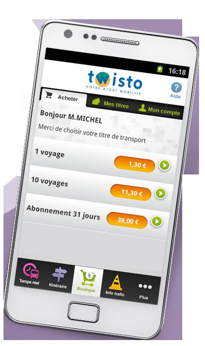 L'application NFC Twisto (Caen)