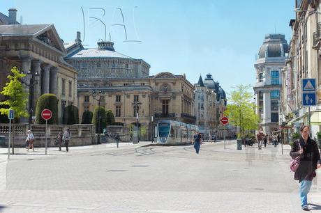 La place du Théatre vers la rue de Vesle