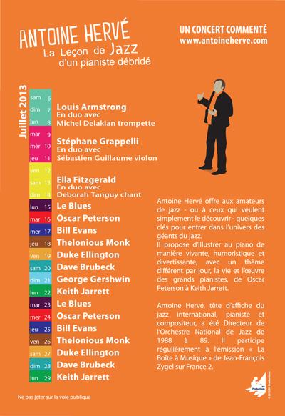 Leçons de Jazz d'Antoine Hervé au festival Off d'Avignon du 6 au 29 juillet 2013