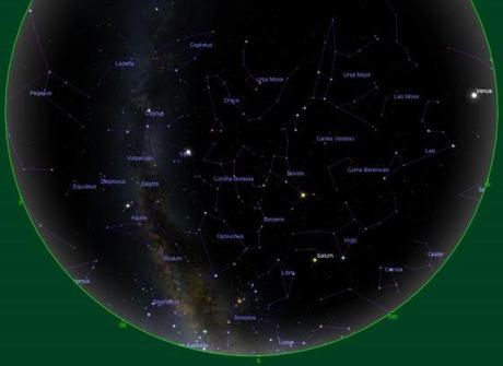 Constellations visibles le 10 juillet 2013, environ 1 heure après le coucher du Soleil
