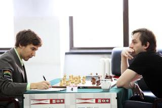 Echecs en Chine : - Ronde 4 - nulle en 1 heure entre les Russes Sergey Karjakin et Alexander Grischuk - Photo Anastasiya Karlovich  