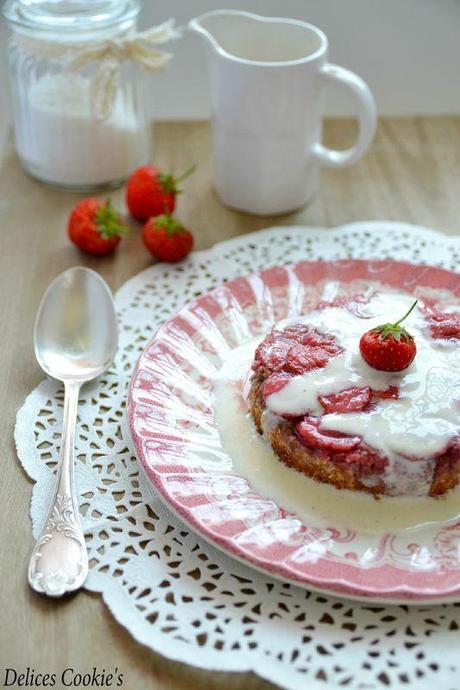 gateau visitandine renversé fraises crème anglaise IG bas